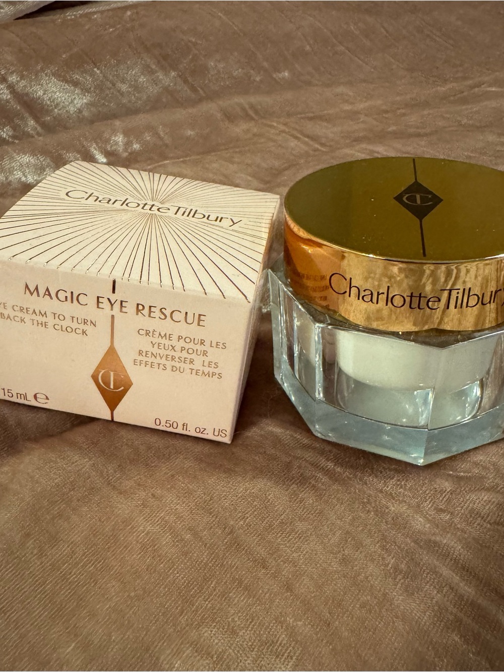 Charlotte Tilbury Magic Eye Rescue Eye Cream — Gold & Cream Jar